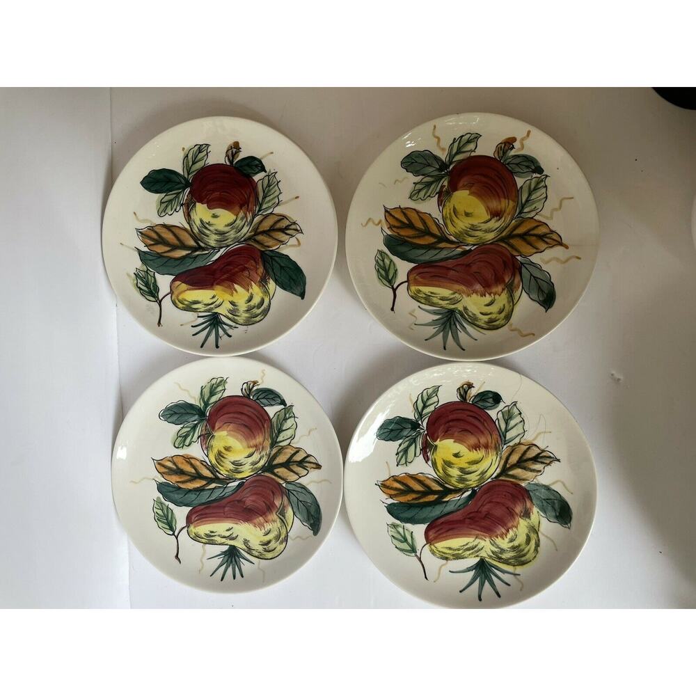 Hand Painted Ironstone Ware Set Of 4 6” Plates Made in JAPAN Fruit